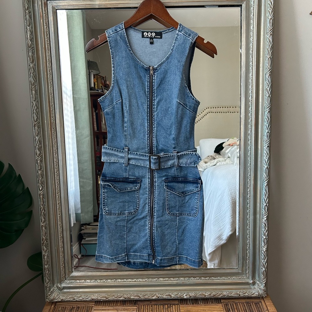 Blue Denim Zip-Up Dress